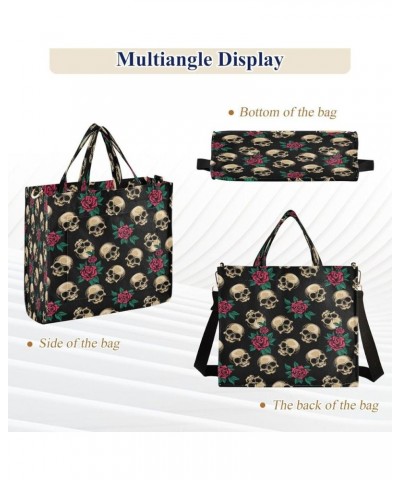 Corduroy Tote Bag for Women, Funny Skulls Tote Bag Crossbody Hobo Handbag Shoulder Bag for Work Travel Goth 854 $16.19 Totes