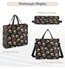 Corduroy Tote Bag for Women, Funny Skulls Tote Bag Crossbody Hobo Handbag Shoulder Bag for Work Travel Goth 854 $16.19 Totes