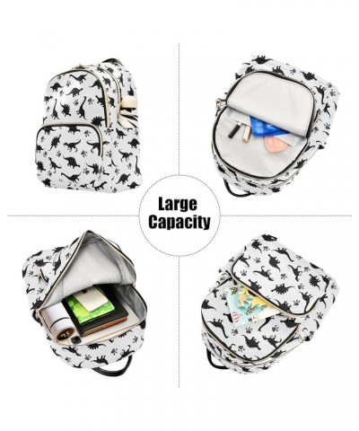 Cute Dinosaurs Black White Backpack Purse for Women Fashion Small Mini Backpack Daypacks Purse Back Pack HandBag Lady Gifts,S...