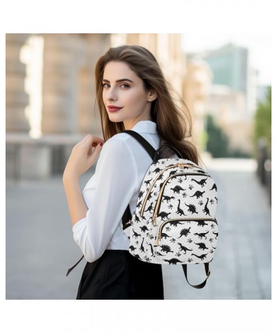 Cute Dinosaurs Black White Backpack Purse for Women Fashion Small Mini Backpack Daypacks Purse Back Pack HandBag Lady Gifts,S...