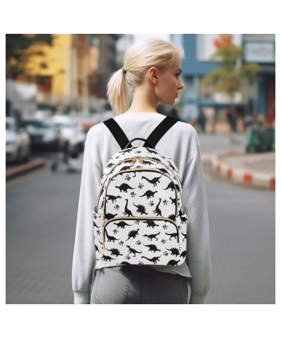 Cute Dinosaurs Black White Backpack Purse for Women Fashion Small Mini Backpack Daypacks Purse Back Pack HandBag Lady Gifts,S...