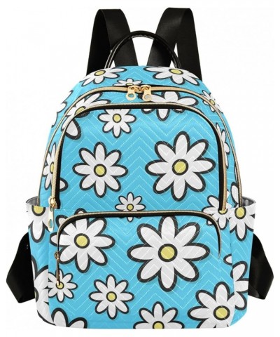 Travel Backpack Purse for Women Fashion Anti-theft Work Casual Cute White Daisy Blue Daypack Shoulder Bag Medium Size Medium ...