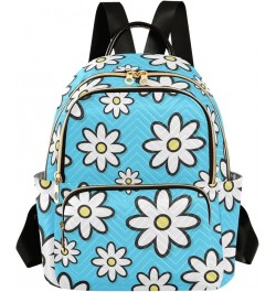 Travel Backpack Purse for Women Fashion Anti-theft Work Casual Cute White Daisy Blue Daypack Shoulder Bag Medium Size Medium ...