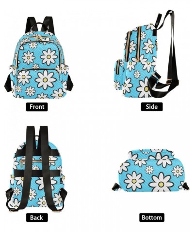 Travel Backpack Purse for Women Fashion Anti-theft Work Casual Cute White Daisy Blue Daypack Shoulder Bag Medium Size Medium ...