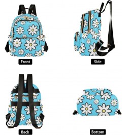 Travel Backpack Purse for Women Fashion Anti-theft Work Casual Cute White Daisy Blue Daypack Shoulder Bag Medium Size Medium ...