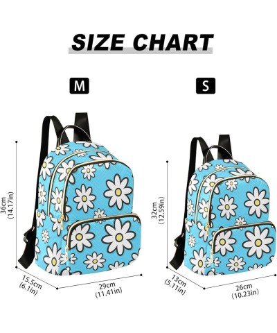 Travel Backpack Purse for Women Fashion Anti-theft Work Casual Cute White Daisy Blue Daypack Shoulder Bag Medium Size Medium ...