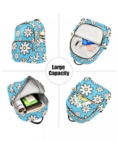 Travel Backpack Purse for Women Fashion Anti-theft Work Casual Cute White Daisy Blue Daypack Shoulder Bag Medium Size Medium ...