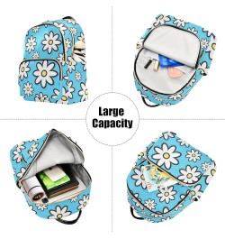 Travel Backpack Purse for Women Fashion Anti-theft Work Casual Cute White Daisy Blue Daypack Shoulder Bag Medium Size Medium ...