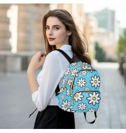 Travel Backpack Purse for Women Fashion Anti-theft Work Casual Cute White Daisy Blue Daypack Shoulder Bag Medium Size Medium ...