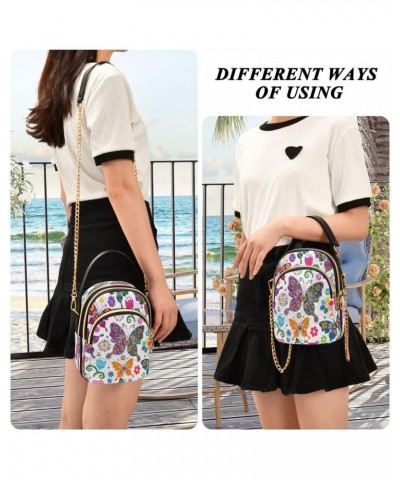 Beautiful Blossom Butterfly Crossbody Bag Small Shoulder Handbags Leather Purse for Women $14.03 Crossbody Bags