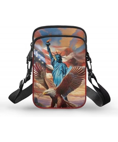 Small Crossbody Cell Phone Purse, Lightweight Mini Messenger Shoulder Handbag Wallet with Adjustable Strap Statue of Liberty-...