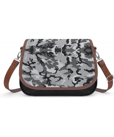 Grey Camouflage Messenger Bag Casual Crossbody Shoulder Bags Lightweight Waterproof Fashion Purse for Women $18.04 Shoulder Bags