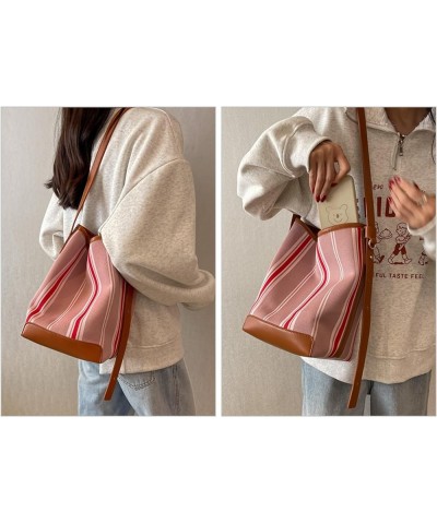 Bucket Bags and Purses for Women Canvas Shoulder Bag Medium Satchel Hobo Purse Ladies Crossbody Purses (Black) Pink $26.58 Totes