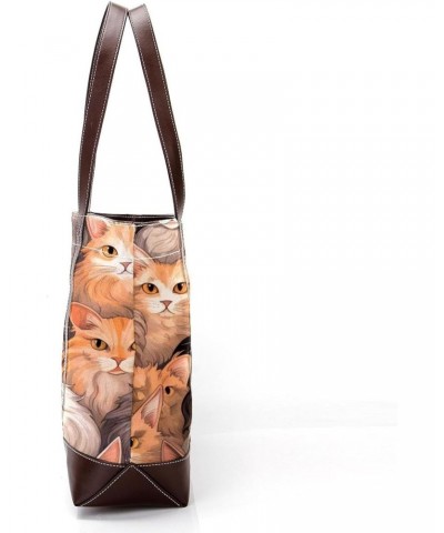 Cat Canvas Leather Mix Crossbody Bag - 13.3x4.7x12.2 in - Stylish and Spacious Shoulder Handbag $26.87 Crossbody Bags