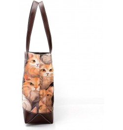 Cat Canvas Leather Mix Crossbody Bag - 13.3x4.7x12.2 in - Stylish and Spacious Shoulder Handbag $26.87 Crossbody Bags