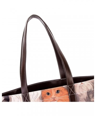 Cat Canvas Leather Mix Crossbody Bag - 13.3x4.7x12.2 in - Stylish and Spacious Shoulder Handbag $26.87 Crossbody Bags