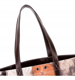 Cat Canvas Leather Mix Crossbody Bag - 13.3x4.7x12.2 in - Stylish and Spacious Shoulder Handbag $26.87 Crossbody Bags