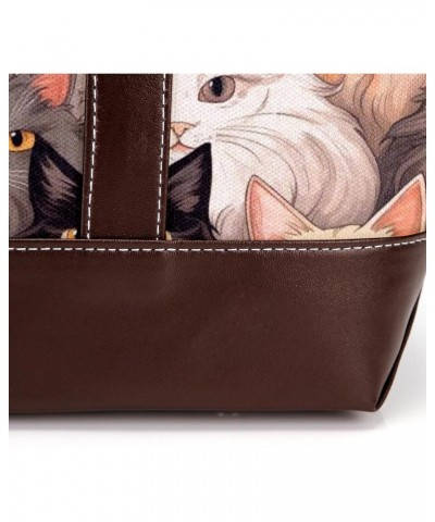 Cat Canvas Leather Mix Crossbody Bag - 13.3x4.7x12.2 in - Stylish and Spacious Shoulder Handbag $26.87 Crossbody Bags