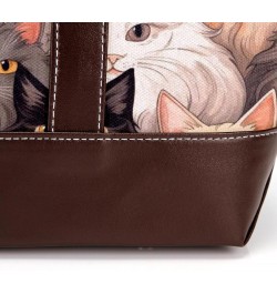 Cat Canvas Leather Mix Crossbody Bag - 13.3x4.7x12.2 in - Stylish and Spacious Shoulder Handbag $26.87 Crossbody Bags