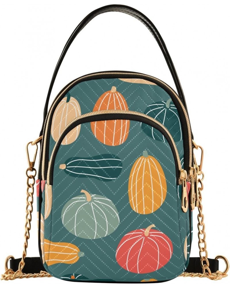 Pumpkin Colors Thanksgiving Fall Crossbody Bags for Women Crossbody Wallet Purse Casual Satchel with Chain Strap for Women $1...