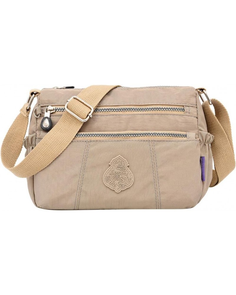 Handbag Shoulder Nylon Elegant Shopping Waterproof Bag Women Daily Messenger Bags Business Satchel Women Beige $9.88 Satchels