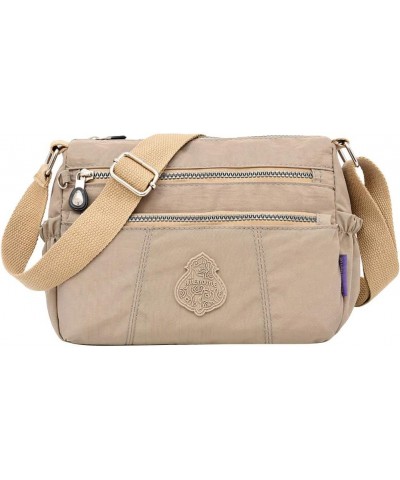 Handbag Shoulder Nylon Elegant Shopping Waterproof Bag Women Daily Messenger Bags Business Satchel Women Beige $9.88 Satchels