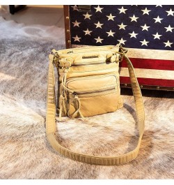 Crossbody Bag for Women Multi Pocket Shoulder Bags Medium Travel Purses Ultra Soft Washed Leather B-beige $16.80 Shoulder Bags