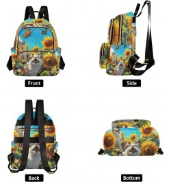 Cute Pets Sunflower Painting Photo Small Quilted Backpack for Women Womens Backpack Purse Travel Backpack for Women Small Cat...