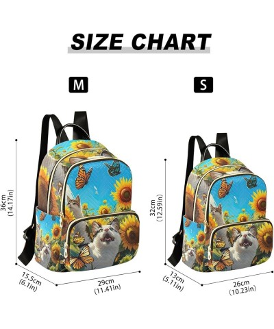 Cute Pets Sunflower Painting Photo Small Quilted Backpack for Women Womens Backpack Purse Travel Backpack for Women Small Cat...