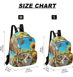 Cute Pets Sunflower Painting Photo Small Quilted Backpack for Women Womens Backpack Purse Travel Backpack for Women Small Cat...