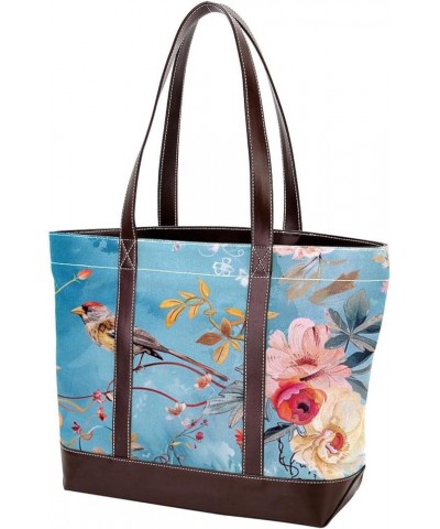 Tote Bag, Large Tote Bag, Women's Tote Handbags, Retro Art Bird Floral Flower, Womens Tote Bag Design 2452 $26.87 Totes