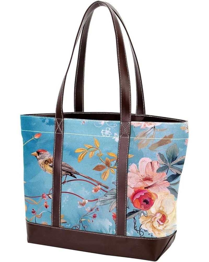 Tote Bag, Large Tote Bag, Women's Tote Handbags, Retro Art Bird Floral Flower, Womens Tote Bag Design 2452 $26.87 Totes