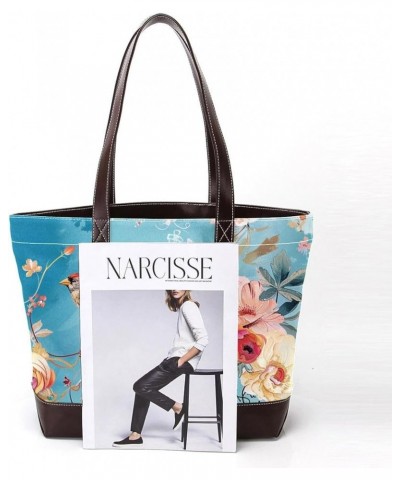 Tote Bag, Large Tote Bag, Women's Tote Handbags, Retro Art Bird Floral Flower, Womens Tote Bag Design 2452 $26.87 Totes