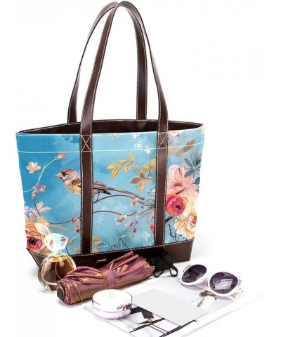 Tote Bag, Large Tote Bag, Women's Tote Handbags, Retro Art Bird Floral Flower, Womens Tote Bag Design 2452 $26.87 Totes