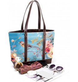 Tote Bag, Large Tote Bag, Women's Tote Handbags, Retro Art Bird Floral Flower, Womens Tote Bag Design 2452 $26.87 Totes