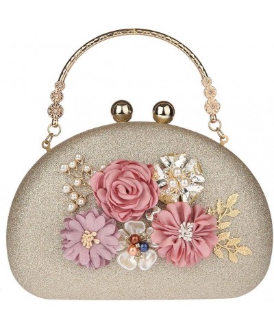 Flower Clutches Bag, Wedding Handbag Floral Evening Bag Champagne $18.00 Evening Bags