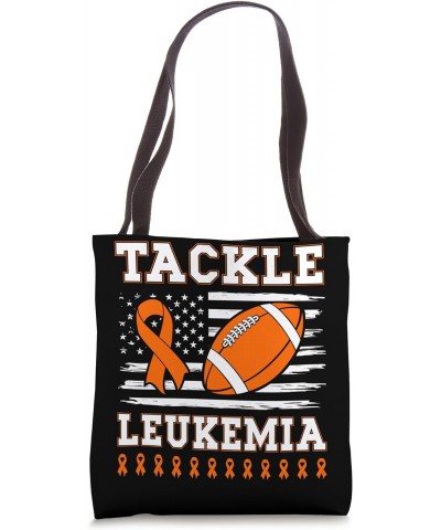 Tackle Leukemia US Flag Orange Ribbon Football Tote Bag $14.50 Totes