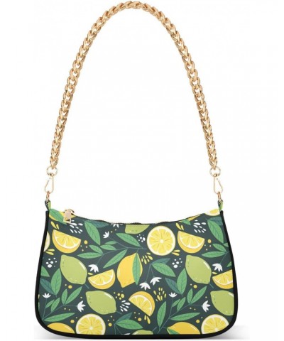 Lemons Abstract Art Women Shoulder Bag Clutch Chain Purse Handbags with Zipper Pocket Tote Hobo Bag for Wedding Shopping $15....