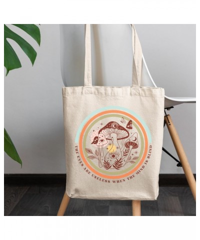 The Eyes Are Useless When the Mind Is Blind Quote with Boho Art Merch Gift, 12oz Canvas Tote Bag $11.07 Totes