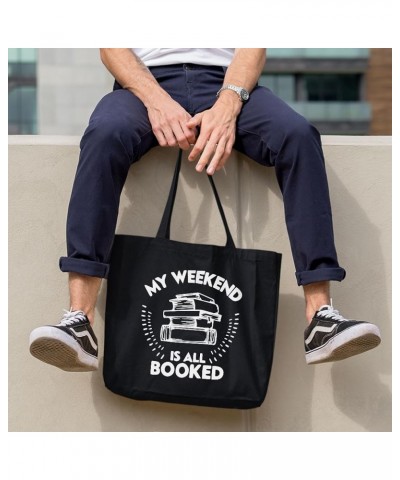 My Weekend Is All Booked Canvas Tote Bag - Book Aesthetic Stuff - Book Themed Gift Ideas Navy $14.56 Totes