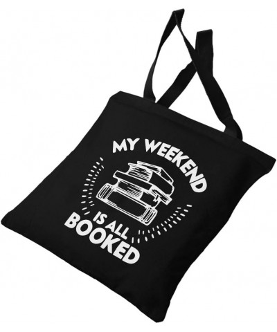 My Weekend Is All Booked Canvas Tote Bag - Book Aesthetic Stuff - Book Themed Gift Ideas Navy $14.56 Totes