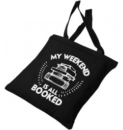 My Weekend Is All Booked Canvas Tote Bag - Book Aesthetic Stuff - Book Themed Gift Ideas Navy $14.56 Totes