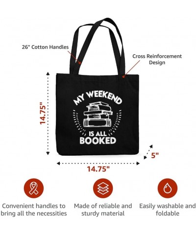 My Weekend Is All Booked Canvas Tote Bag - Book Aesthetic Stuff - Book Themed Gift Ideas Navy $14.56 Totes