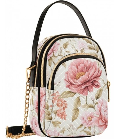 Crossbody Bag for Women, Peony Flowers Phone Purse Detachable Chain Bag Shoulder Handbag Wallet $10.32 Crossbody Bags