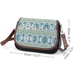 Printed Crossbody Bag Shoulder Bag PU Leather Women's Designer Satchels Retro Floral Color8 $24.50 Shoulder Bags