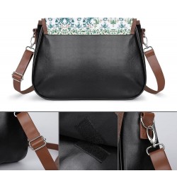 Printed Crossbody Bag Shoulder Bag PU Leather Women's Designer Satchels Retro Floral Color8 $24.50 Shoulder Bags