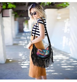 Bright Colourful Fox Tassel Crossbody Bag with Adjustable Strap and Zipper PU Leather Crossbody Handbag for Women $12.04 Cros...