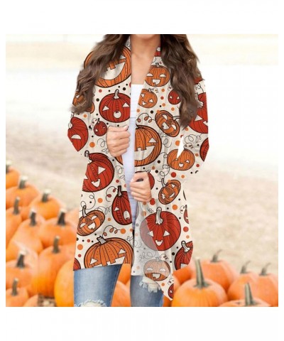 Long Sleeve Cardigan for Women Halloween Print 2024 Trendy Open Front Cardigans with Pockets Casual Loose Outwears 1-ginger $...