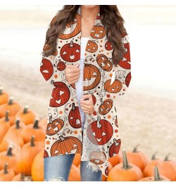 Long Sleeve Cardigan for Women Halloween Print 2024 Trendy Open Front Cardigans with Pockets Casual Loose Outwears 1-ginger $...