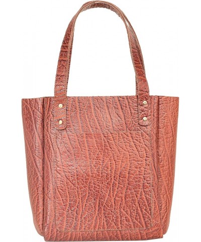 Full Grain Leather Tote Bag Raw Edge Leather Purse Custom Gift for Her Everyday Tote Wooden Brown $43.00 Totes